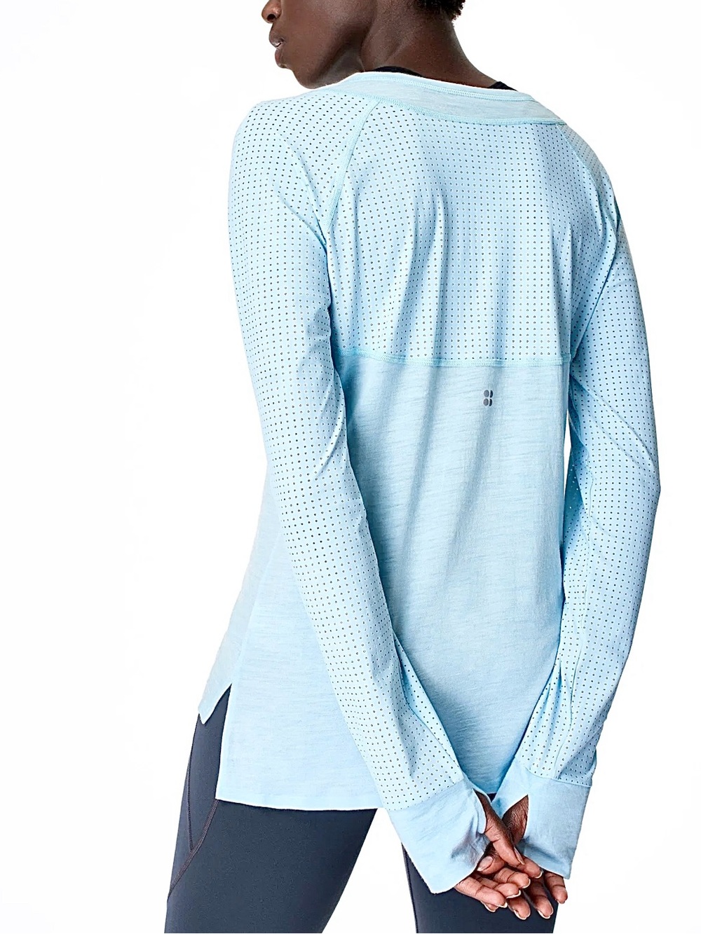 Sweaty Betty – Breeze Merino Long Sleeve Running Top – Light Blue – Sz. L